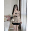 Set bộ đồ nữ hai dây dáng babydoll bo gấu bí chấm bi đính nơ kèm quần short đùi mặc đi chơi HCOM27404