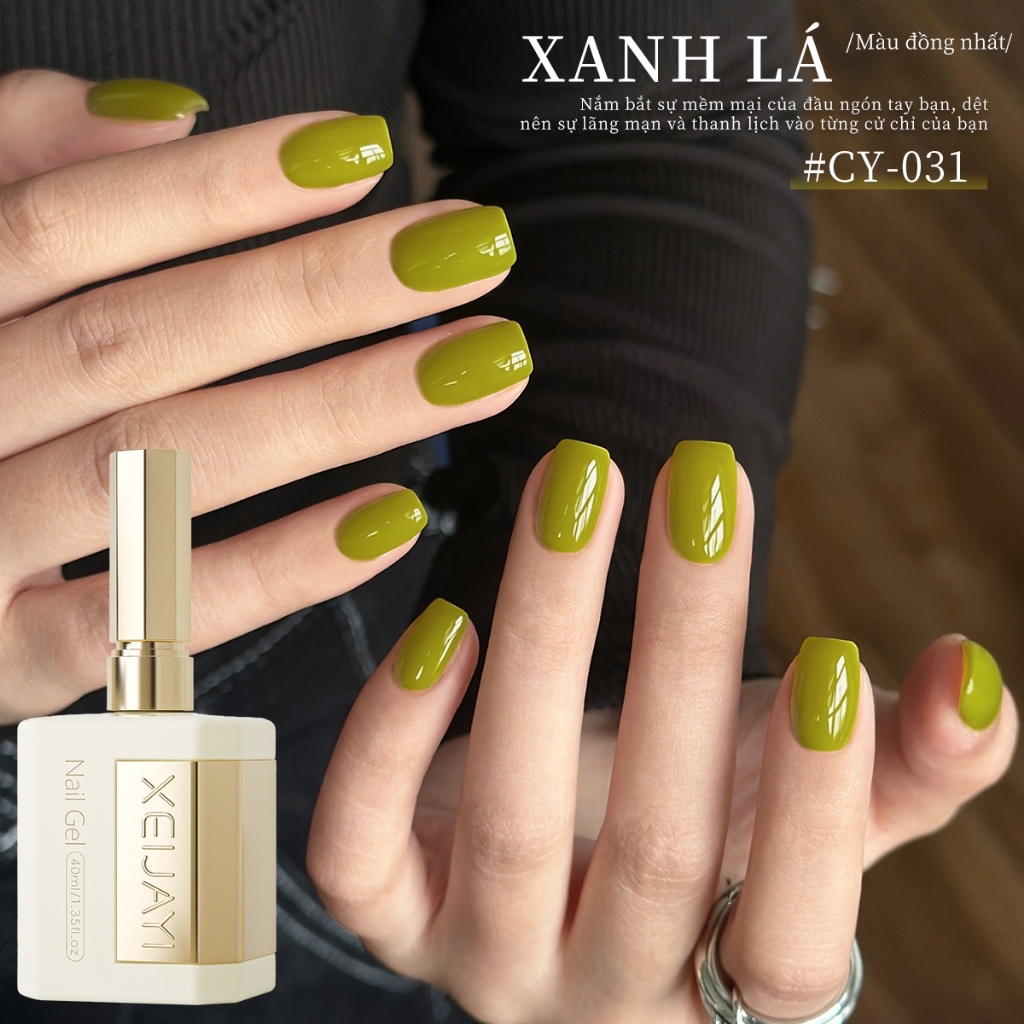 XEIJAYI 40ml - sơn móng tay gel màu xanh lá cây cổ điển, độ bóng lâu trôi, thích hợp cho tiệm nail và DIY tại nhà