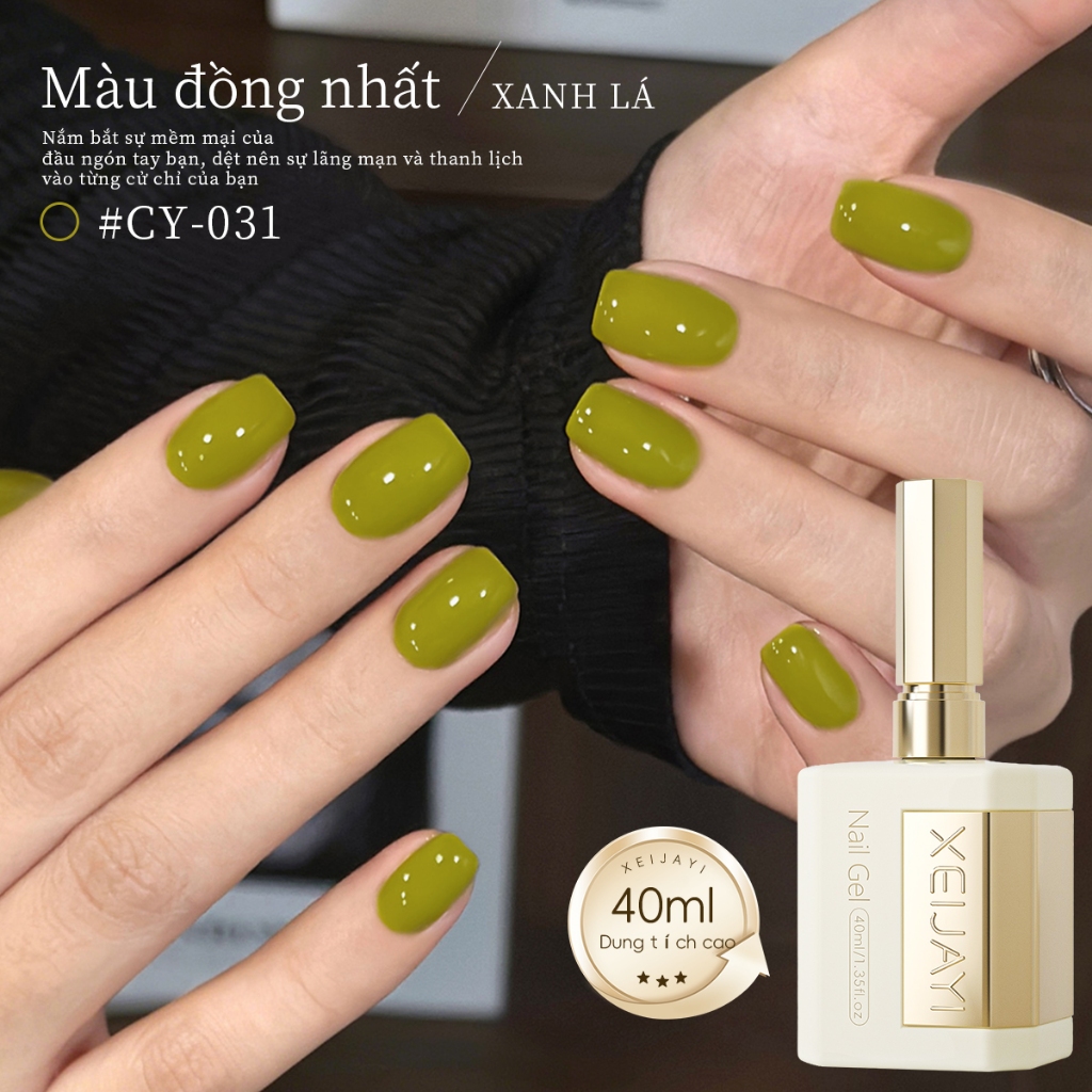 XEIJAYI 40ml - sơn móng tay gel màu xanh lá cây cổ điển, độ bóng lâu trôi, thích hợp cho tiệm nail và DIY tại nhà