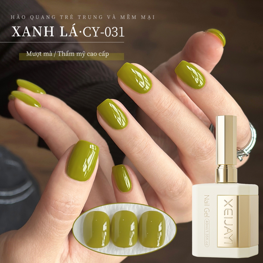 XEIJAYI 40ml - sơn móng tay gel màu xanh lá cây cổ điển, độ bóng lâu trôi, thích hợp cho tiệm nail và DIY tại nhà