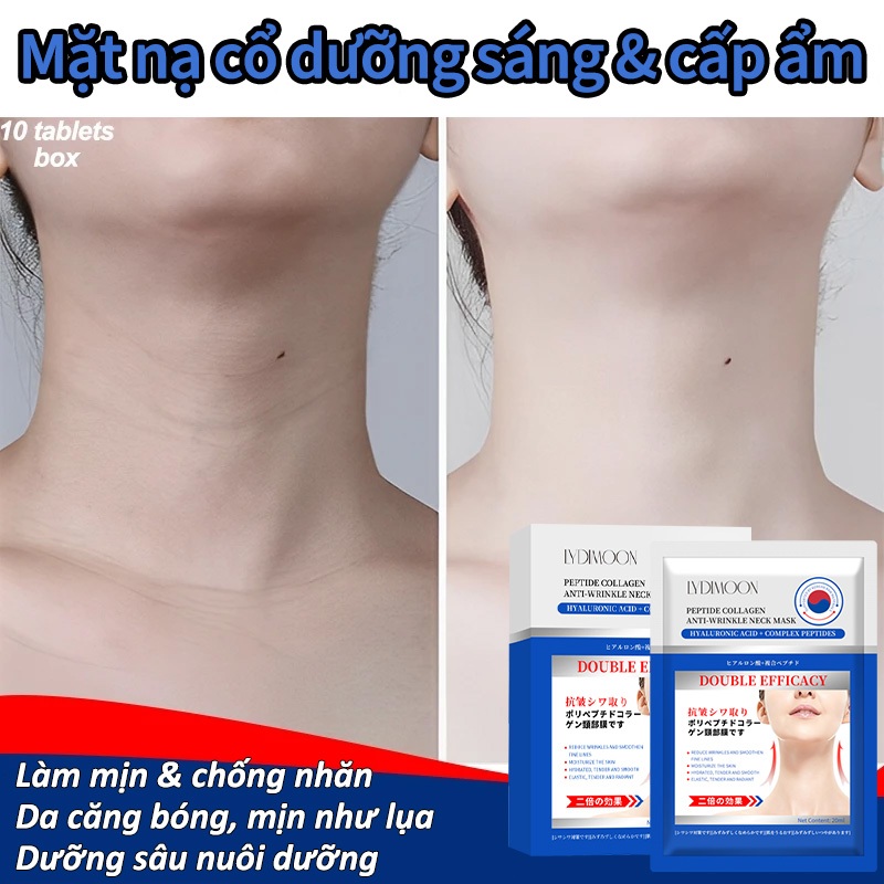 Mặt Nạ Cổ Peptide Collagen 20ml * 10 miếng, Giảm Nếp Nhăn Cổ, Nâng Cơ Săn Chắc, Dưỡng Ẩm Chống Lão Hóa