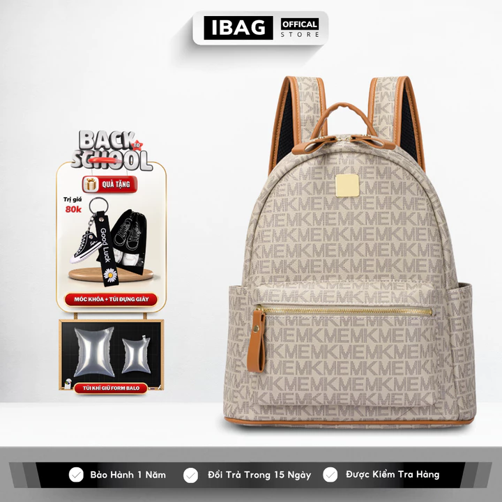 Balo Da Đi Học IBAG Balô Da Thời Trang Nam Nữ Cặp Da Pu Cao Cấp Ba Lô Da Cặp Đi Học Ulzzang Balo Đựng Laptop 14 Inh