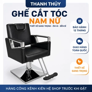 Ghế cắt tóc nam có tay vịn nâng hạ thủy lực, ghế ngồi salon tóc nam nữ chân inox chắc chắn