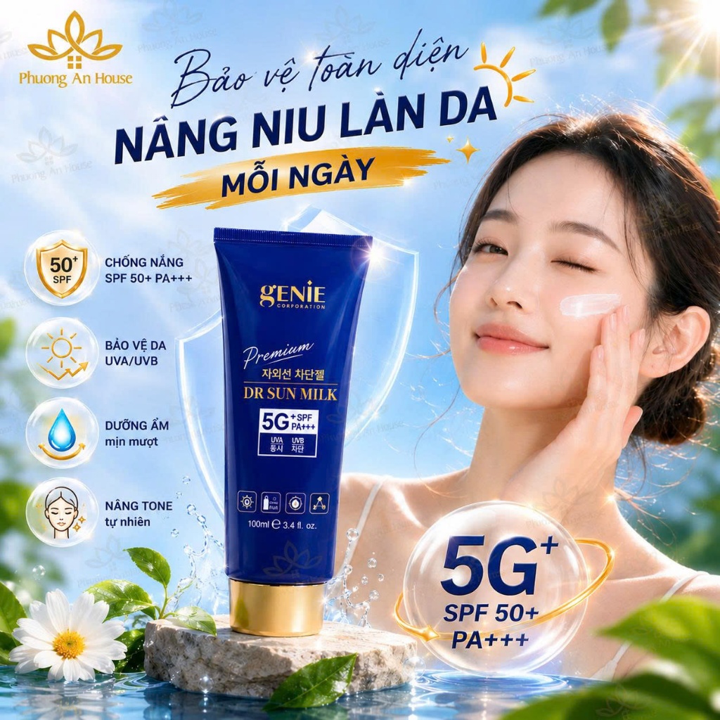 Kem chống nắng Genie Dr Sun Milk Mới SPF 50 Pa ++ 100ml