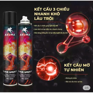 (SALE 7-7)GÔM xịt tóc AKUMA HAIR SPRAY 390ml, giữ nếp cực lâu đến 12h, không bết dính, hương nước hoa [ HÀNG CHÍNH HÃNG]