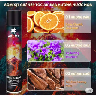(SALE 7-7)GÔM xịt tóc AKUMA HAIR SPRAY 390ml, giữ nếp cực lâu đến 12h, không bết dính, hương nước hoa [ HÀNG CHÍNH HÃNG]