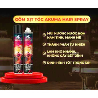 (SALE 7-7)GÔM xịt tóc AKUMA HAIR SPRAY 390ml, giữ nếp cực lâu đến 12h, không bết dính, hương nước hoa [ HÀNG CHÍNH HÃNG]