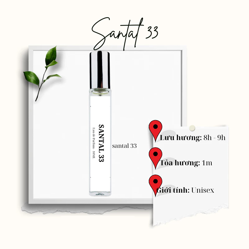 Nước hoa unisex Santal 33 | Nước hoa EDP mùi hương Sang trọng, Gợi cảm dung tích 10ml