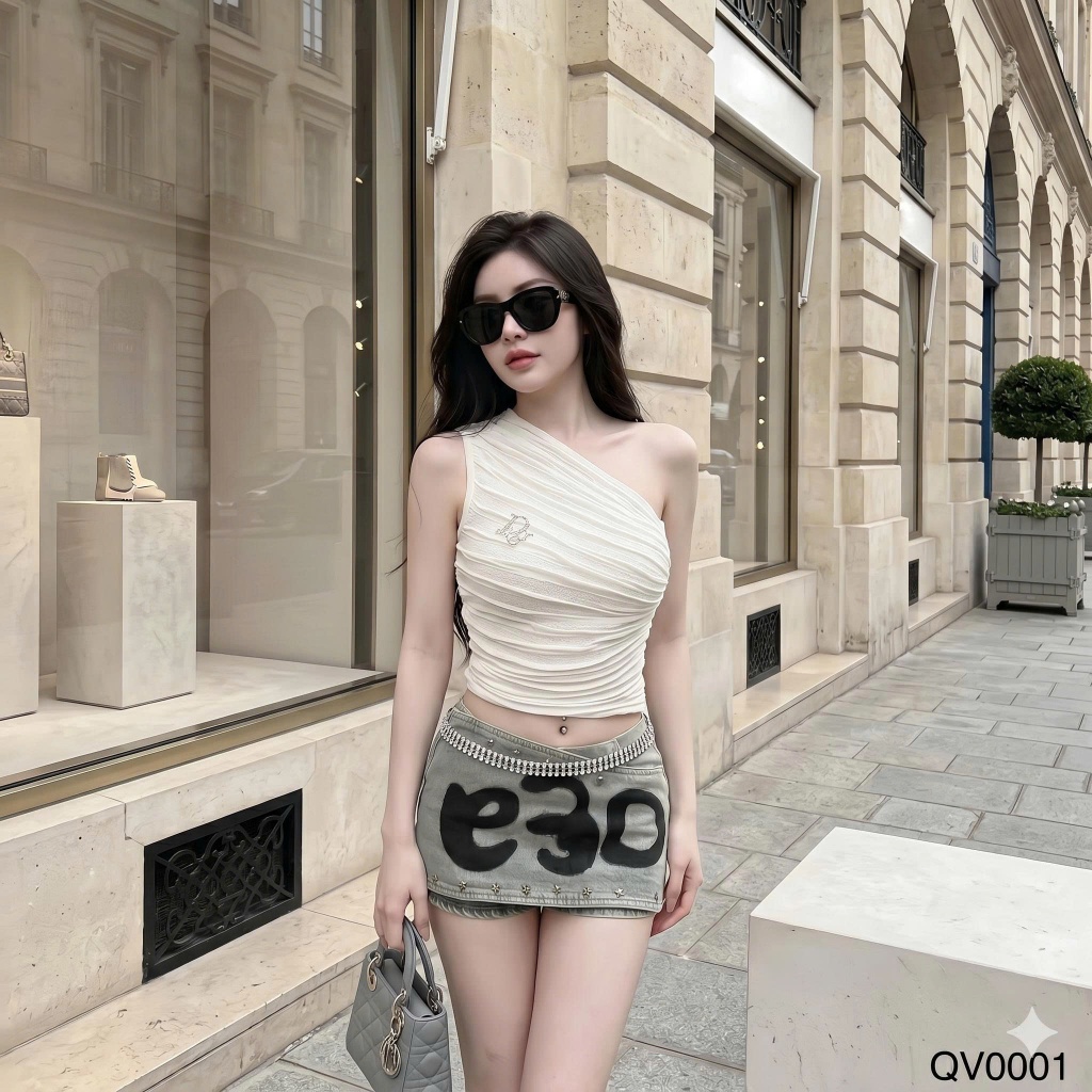 Áo len lệch vai kèm tag HiNa QCCC QCL1 AK0004