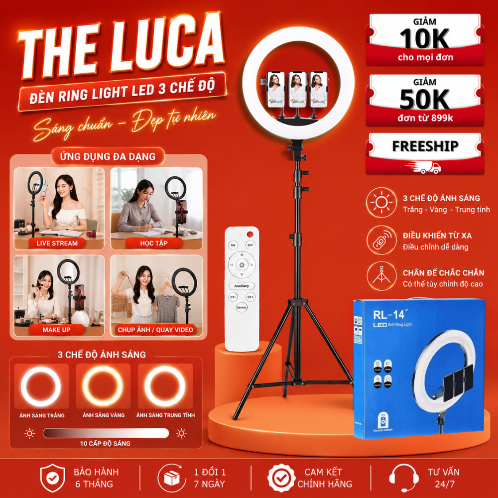 Đèn Livestream Quay Video Chụp Ảnh RL18 45CM -- Giải Pháp Ánh Sáng Cho Người Mới Bán Hàng Online Và Sáng Tạo Nội Dung