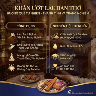 Khăn Ướt Lau Bàn Thờ Hương Quế - Khử Mùi Thanh Khiết, Lau Sạch Nhanh, Không Cay Mắt – 1 Gói 30 Tờ