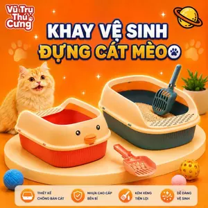 Khay Đựng Cát Mèo Thành Cao Chống Văng Cát (Họa tiết con Vịt)