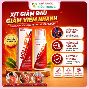 Xịt giảm đau nhanh Mollify novo Warm & Pain giảm đau, chống viêm xương khớp - 50ml