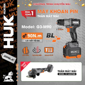 Máy khoan pin HUKAN Gen3 G3-M90, Lực siết 90Nm, 3 chức năng, Không Chổi Than - Có chức năng Tạo Xung