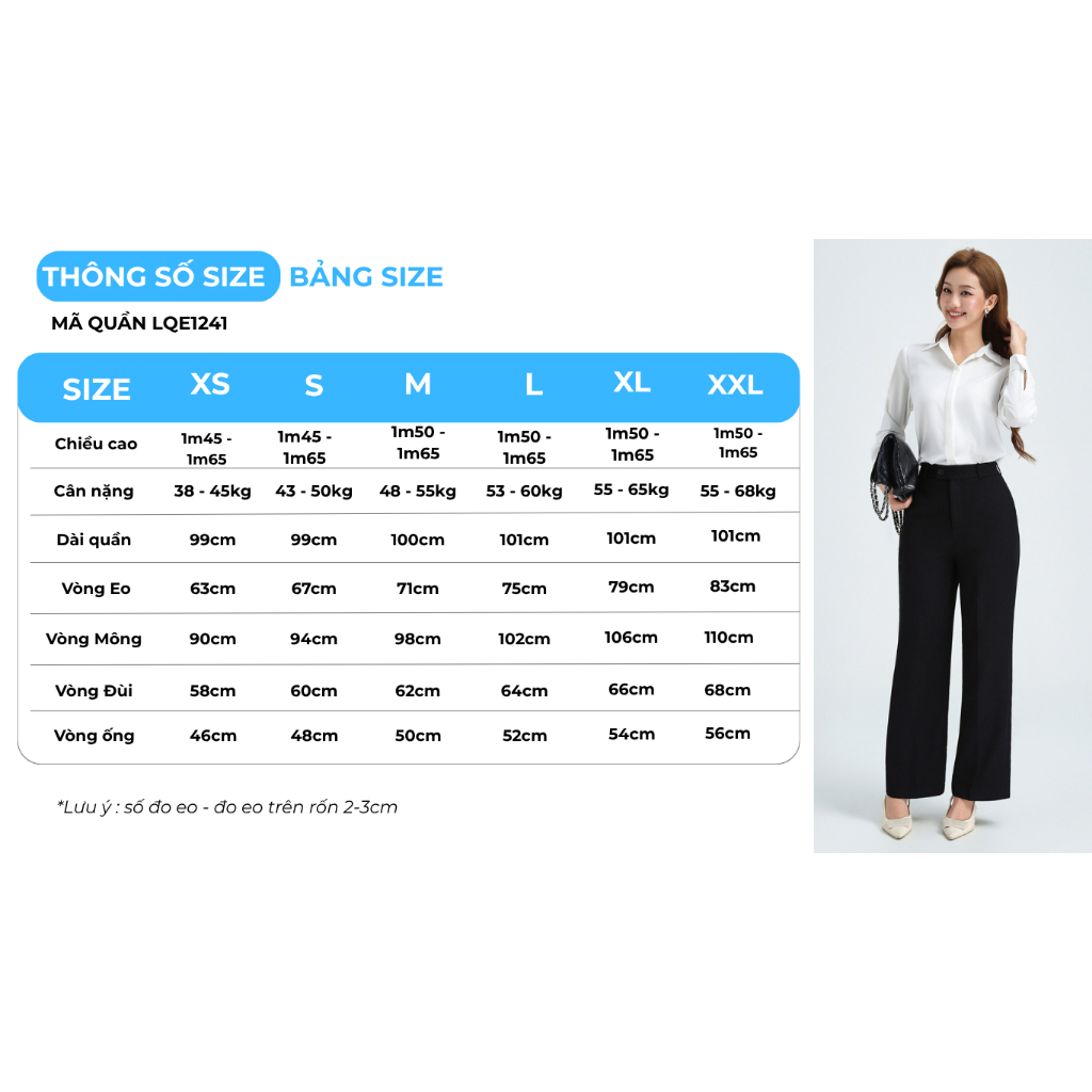 Quần Ống Suông Nữ 99cm GUMAC Quần Tây Công Sở Lưng Cao Cài Quai Dê Chất Tuyết Mưa Cạp Cao LQE1241