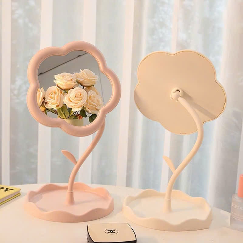 Gương Mini Hình Hoa Xinh Xắn, Gương Trang Điểm Để Bàn Hình Hoa Mini