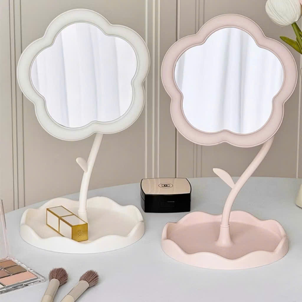 Gương Mini Hình Hoa Xinh Xắn, Gương Trang Điểm Để Bàn Hình Hoa Mini