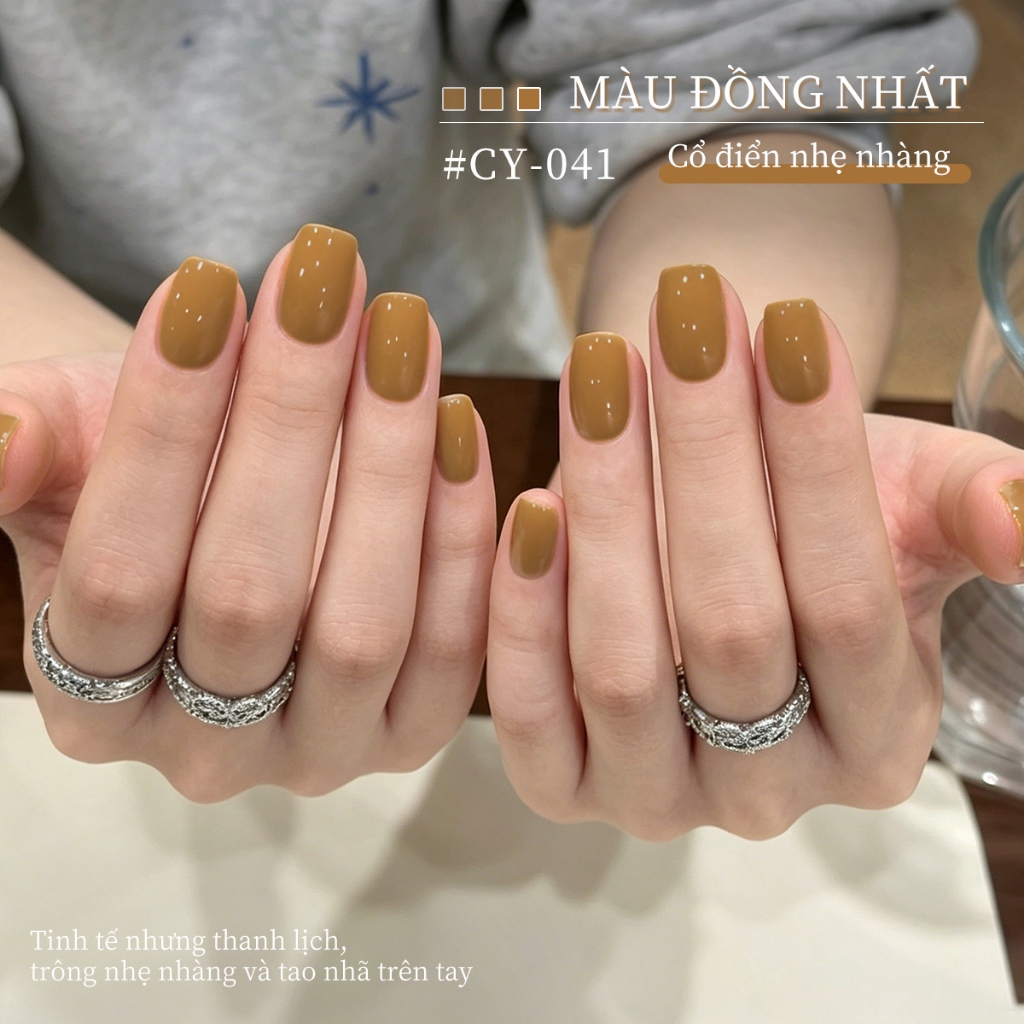 XEIJAYI 40ml - Sơn móng tay dạng gel màu nâu mù tạt, thích hợp sử dụng tại salon và nhà.