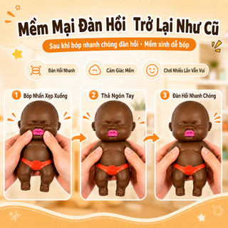 【Tặng kèm quần lót】Đồ chơi giải tỏa căng thẳng, mô hình nhân vật cỡ lớn, búp bê đen cá tính – Búp bê bóp Natasha.