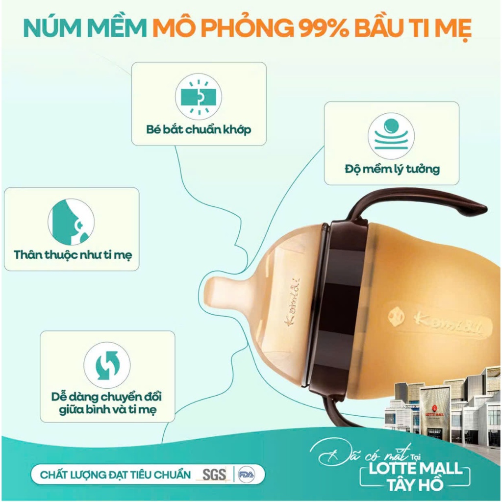 [Mới] Bình Sữa Kamidi Gen 2 Núm Mềm Mô Phỏng Ti Mẹ Bình Sữa Sơ Sinh Thế Hệ Mới Cho Bé Tập Ti Bình