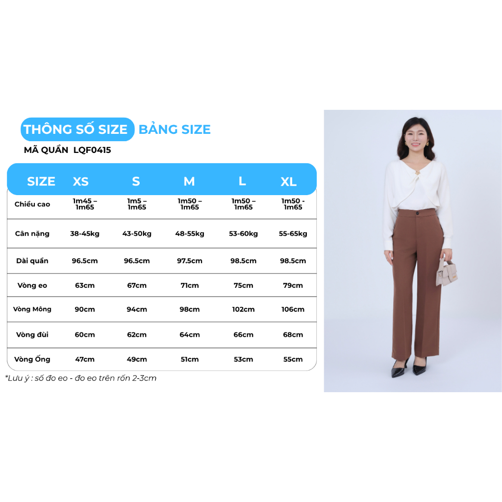 Quần Ống Suông Nữ 96cm GUMAC Quần Tây Công Sở Lưng Cao Vải Tuyết Mưa Cạp Cao Tôn Dáng LQF0415