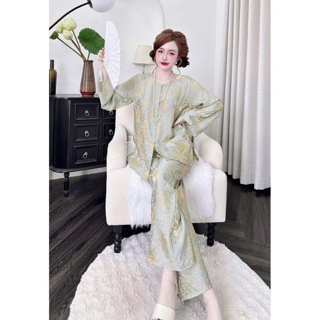 (3/6/2026)Bộ Lam lụa tơ nha xá,hàng lụa đẹp, phom 40-60kg(hình thật)