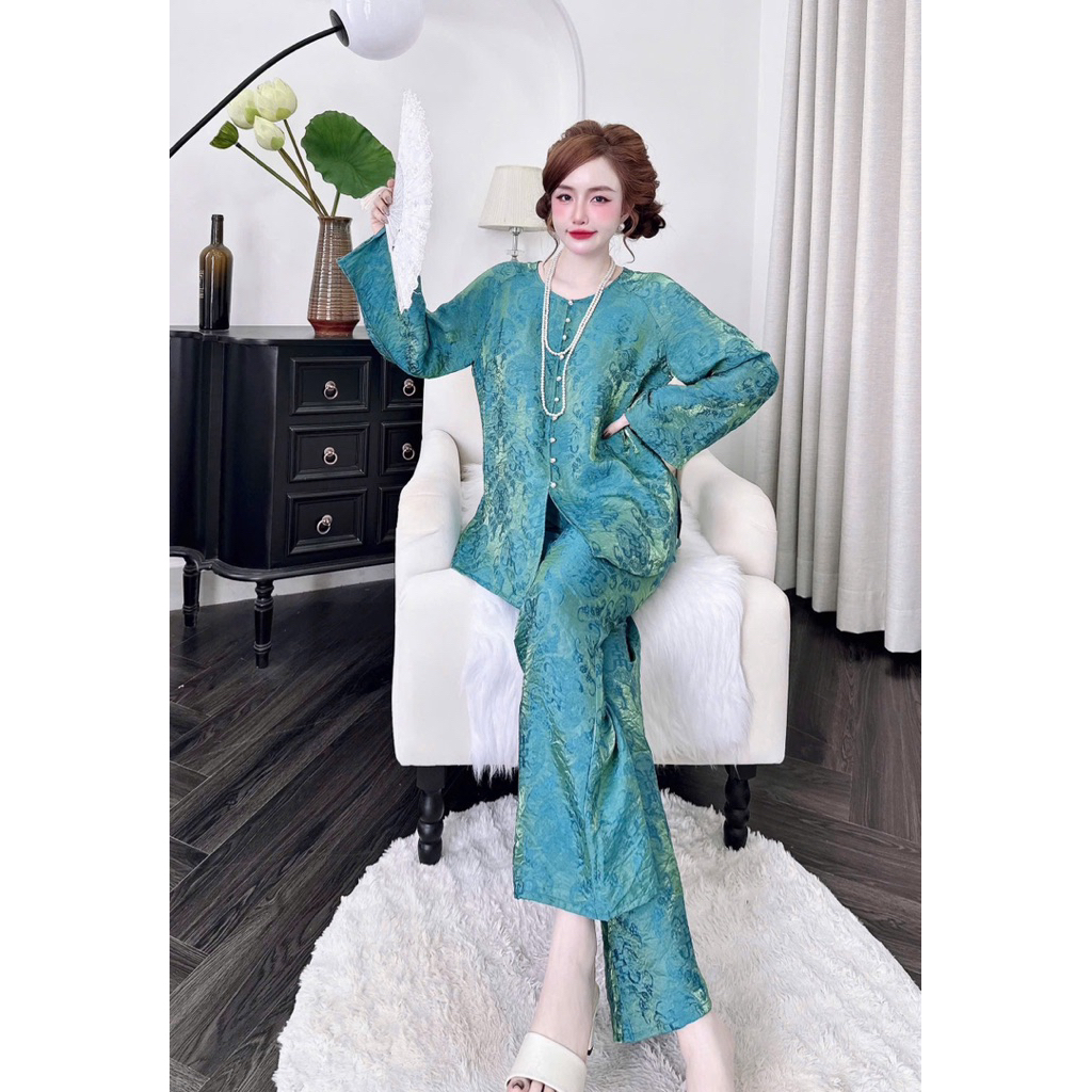 (3/6/2026)Bộ Lam lụa tơ nha xá,hàng lụa đẹp, phom 40-60kg(hình thật)