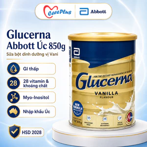 Sữa tiểu đường Glucerna Úc Abbott 850g vị Vani GI thấp nhập khẩu Úc nguyên lon HSD 2028 có tem phụ