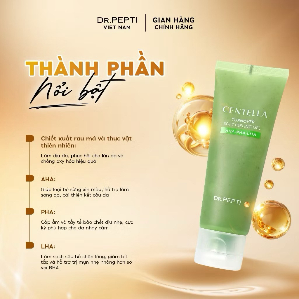 Tẩy Tế Bào Chết Dr.Pepti Centella Turnover Soft Peeling Gel AHA PHA LHA 100ml