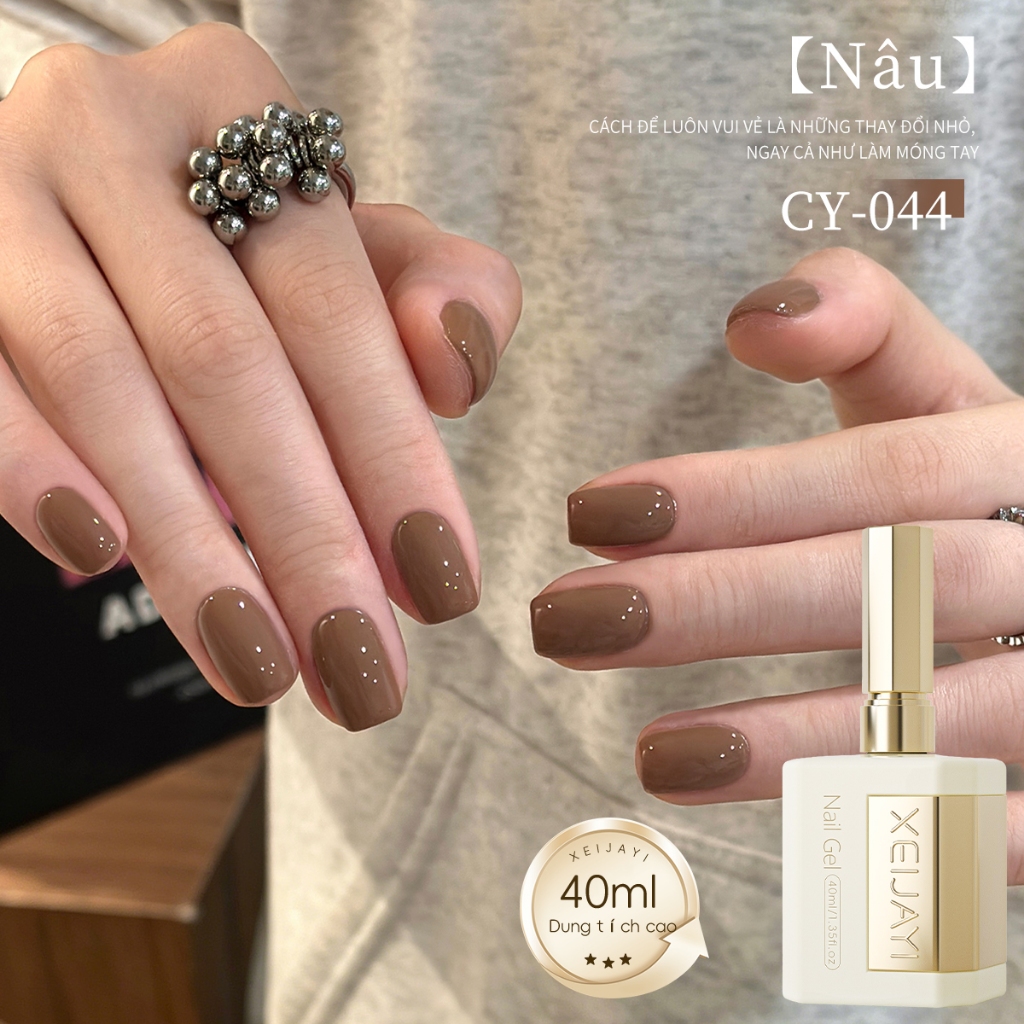 XEIJAYI 40ml - Sơn móng tay dạng gel màu nâu cà phê dung tích lớn, thích hợp cho các tiệm làm móng.
