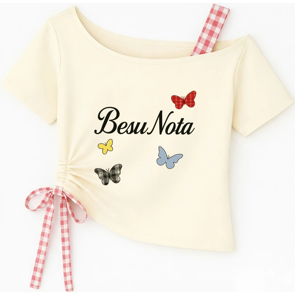 Áo Rút Dây Trễ Vai Thời Trang Cho Bé Gái, Hình Besu Nota Dễ Thương, Cotton Mát Mịn (M 332)