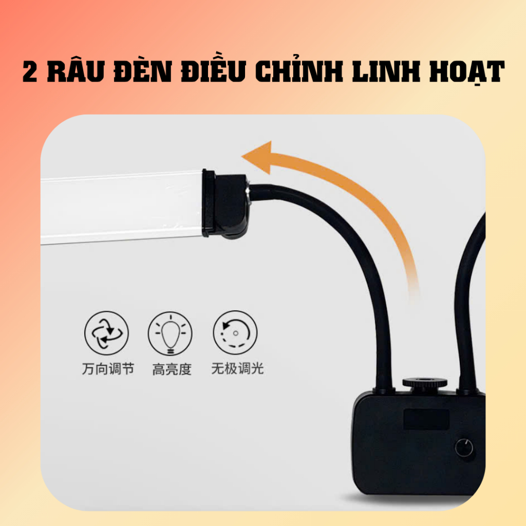 Đèn Spa LED 2 Râu Chỉnh Góc Linh Hoạt - Ánh Sáng Mềm, Soi Rõ Chi Tiết Khi Nối Mi, Phun Xăm, Makeup, Nail