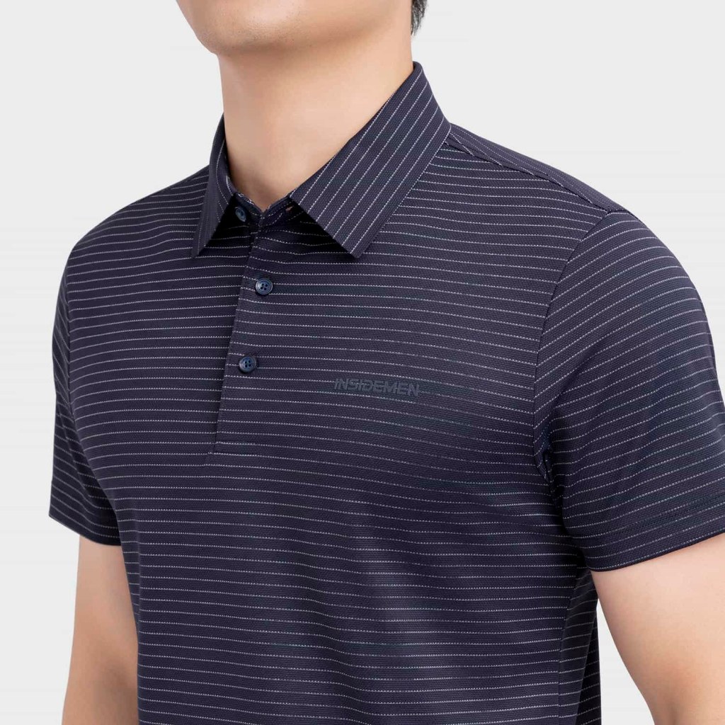 Áo Polo ngắn tay nam Insidemen dệt Jacquard cổ dán cao cấp hiện đại, tinh tế dáng Regular Fit IPS121MAH0