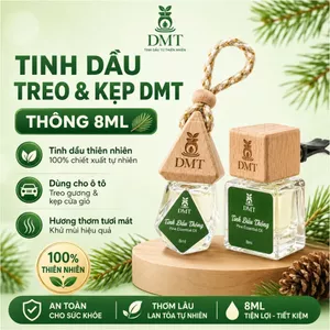 Tinh dầu Thông treo xe và kẹp cửa gió ô tô DMT - tinh dầu thông nguyên chất, thư giãn như Đà Lạt 8ml