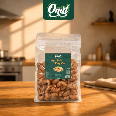 Hạt điều rang củi Onut (Hạt lớn) - Túi Zip 490g