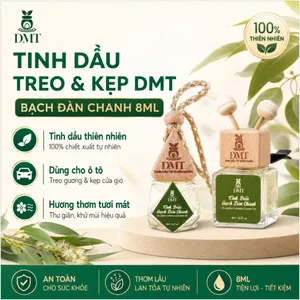 Tinh dầu Bạch đàn chanh treo xe và kẹp cửa gió oto DMT - tinh dầu bạch đàn chanh nguyên chất 8ml