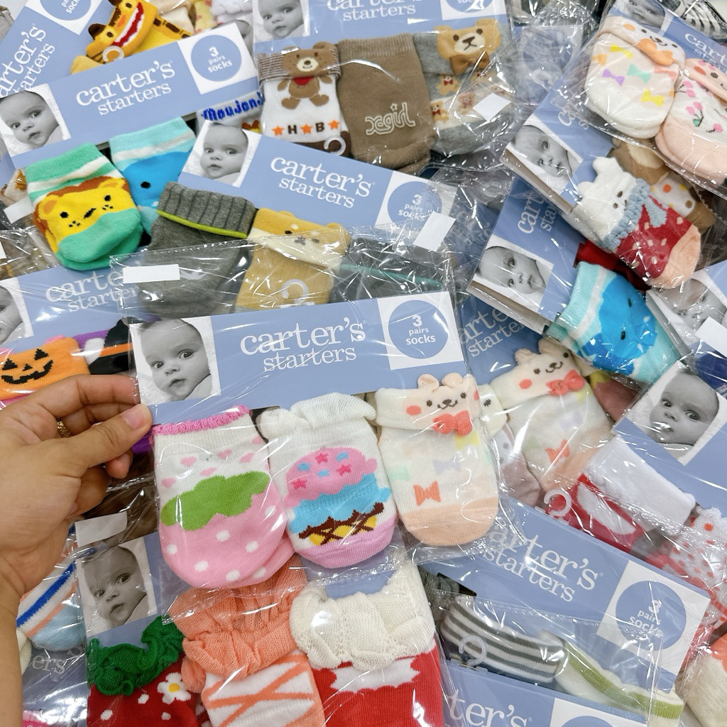 [MD162] Size 0-3M link 2 Set 3 đôi tất chất liệu sợi bông dệt hoạ tiết xinh yêu cho bé
