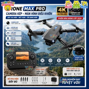 Flycam MAX DRONE Camera Kép HD - Remote Có Màn Hình | Gấp Gọn + Tặng Full Phụ Kiện