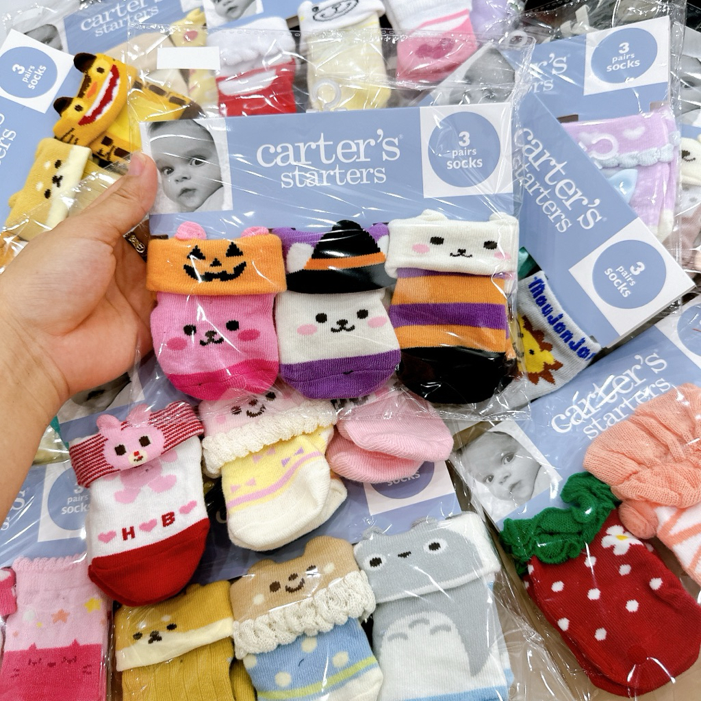 [MD162] Size 0-3M link 2 Set 3 đôi tất chất liệu sợi bông dệt hoạ tiết xinh yêu cho bé