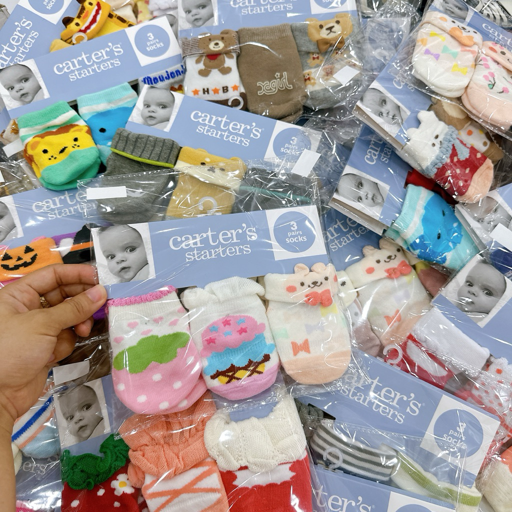 [MD162] Size 0-3M link 2 Set 3 đôi tất chất liệu sợi bông dệt hoạ tiết xinh yêu cho bé