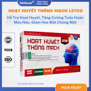 Hoạt Huyết Thông Mạch Letco - Hỗ Trợ Tuần Hoàn Máu Não, Giảm Đau Đầu, Chóng Mặt - Hộp 30 Viên