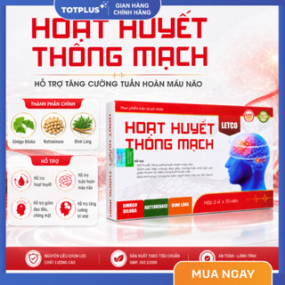 Hoạt Huyết Thông Mạch Letco - Hỗ Trợ Tuần Hoàn Máu Não, Giảm Đau Đầu, Chóng Mặt - Hộp 30 Viên