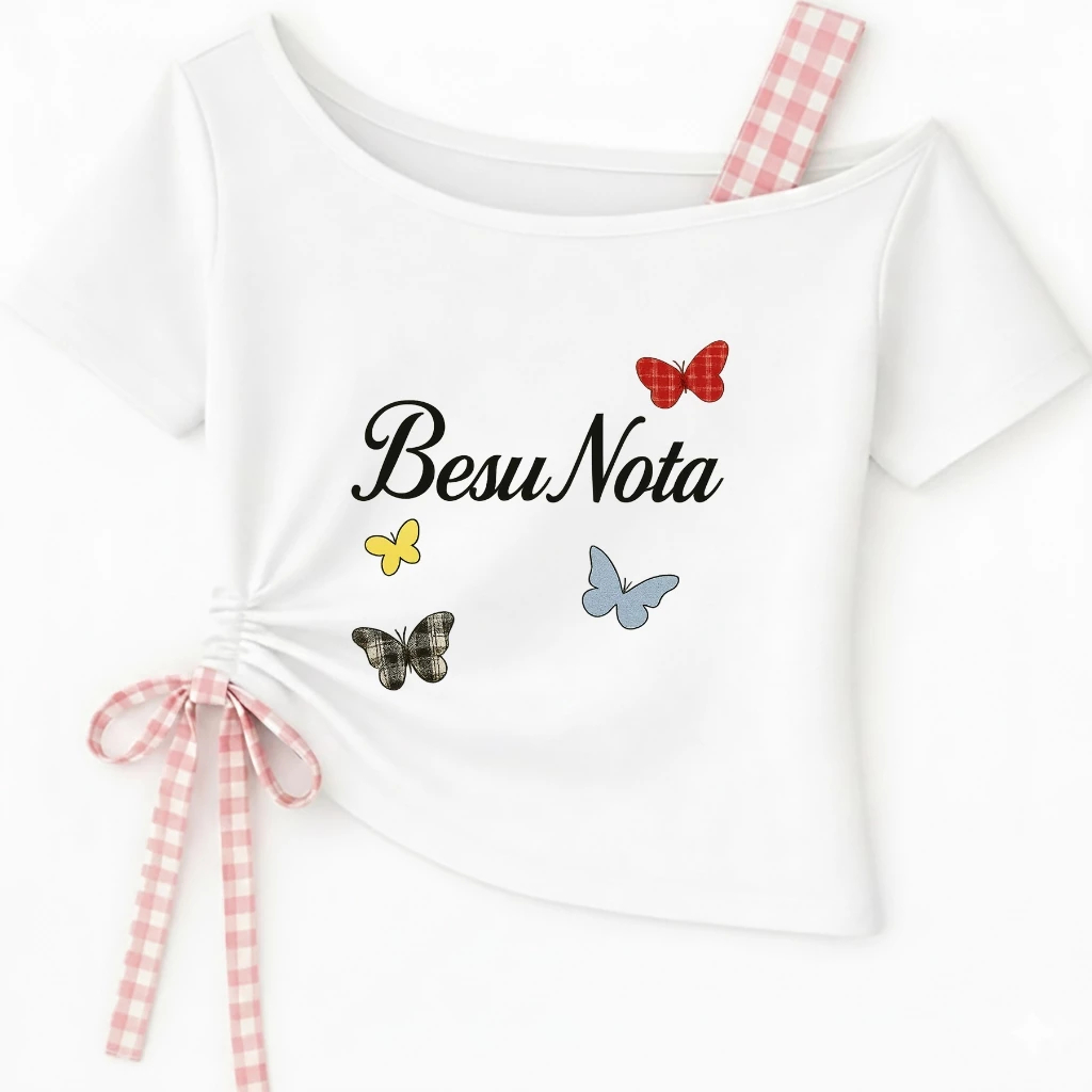 Áo Rút Dây Trễ Vai Thời Trang Cho Bé Gái, Hình Besu Nota Dễ Thương, Cotton Mát Mịn (M 332)