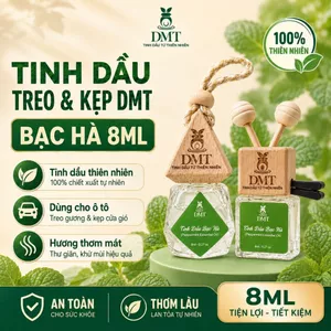 Tinh dầu Bạc Hà treo xe hơi và kẹp cửa gió ô tô DMT - tinh dầu bạc hà khử mùi, kháng khuẩn - 8ml