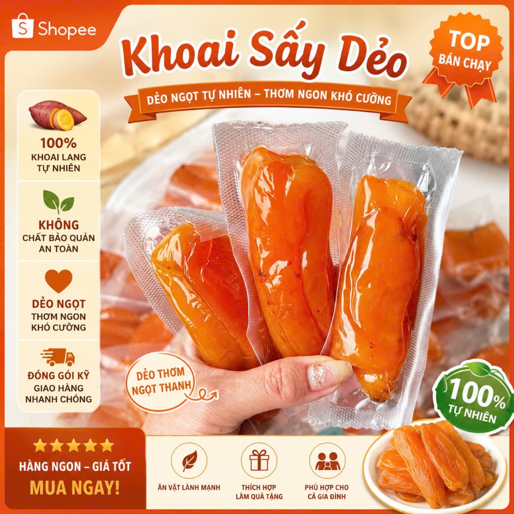 500G KHOAI SẤY DẺO HÀNG VIP LOẠI 1 thơm dẻo độ ngọt tự nhiên healthy