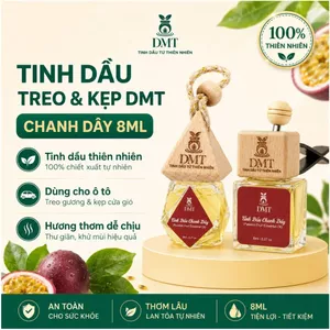 Tinh dầu Chanh dây treo xe và kẹp cửa giớ oto DMT - tinh dầu chanh dây nguyên chất kháng khuẩn 8ml