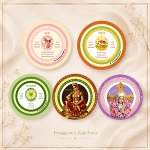 Combo 20 Stickers 5 Mẫu Nai, Cá Koi, Clover, Mẹ Annapurna, Mẹ Maria