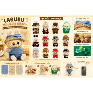 Bộ quần áo cho búp bê Labubu và hộp mù đồ chơi nhựa nhồi bông Labubu thế hệ 1, 2, 3, có thể thay đổi trang phục