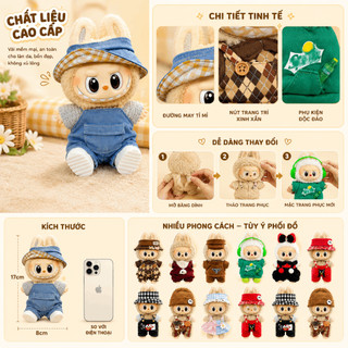 Bộ quần áo cho búp bê Labubu và hộp mù đồ chơi nhựa nhồi bông Labubu thế hệ 1, 2, 3, có thể thay đổi trang phục