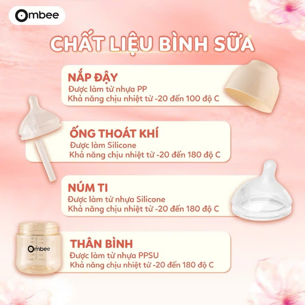 Bình Sữa Ombee PPSU Anti-colic - 90ml/170ml/270ml - Bình Sữa Cho Bé Bình Sữa Chống Sặc Chống Đầy Hơi